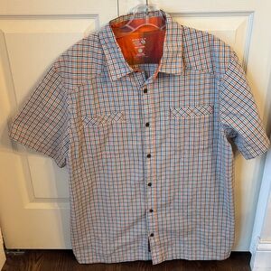 Mountain Hardwear Mens Multicolor Plaid Button Down short sleeve Shirt Large EUC